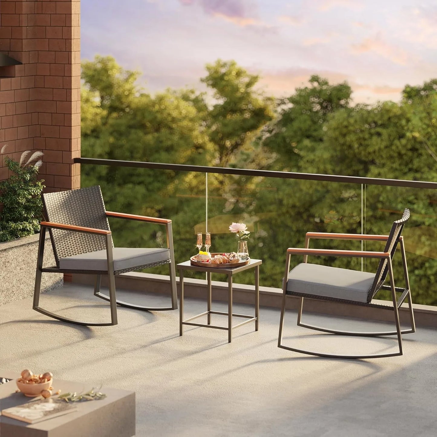 3 Pieces Rocking Patio Set