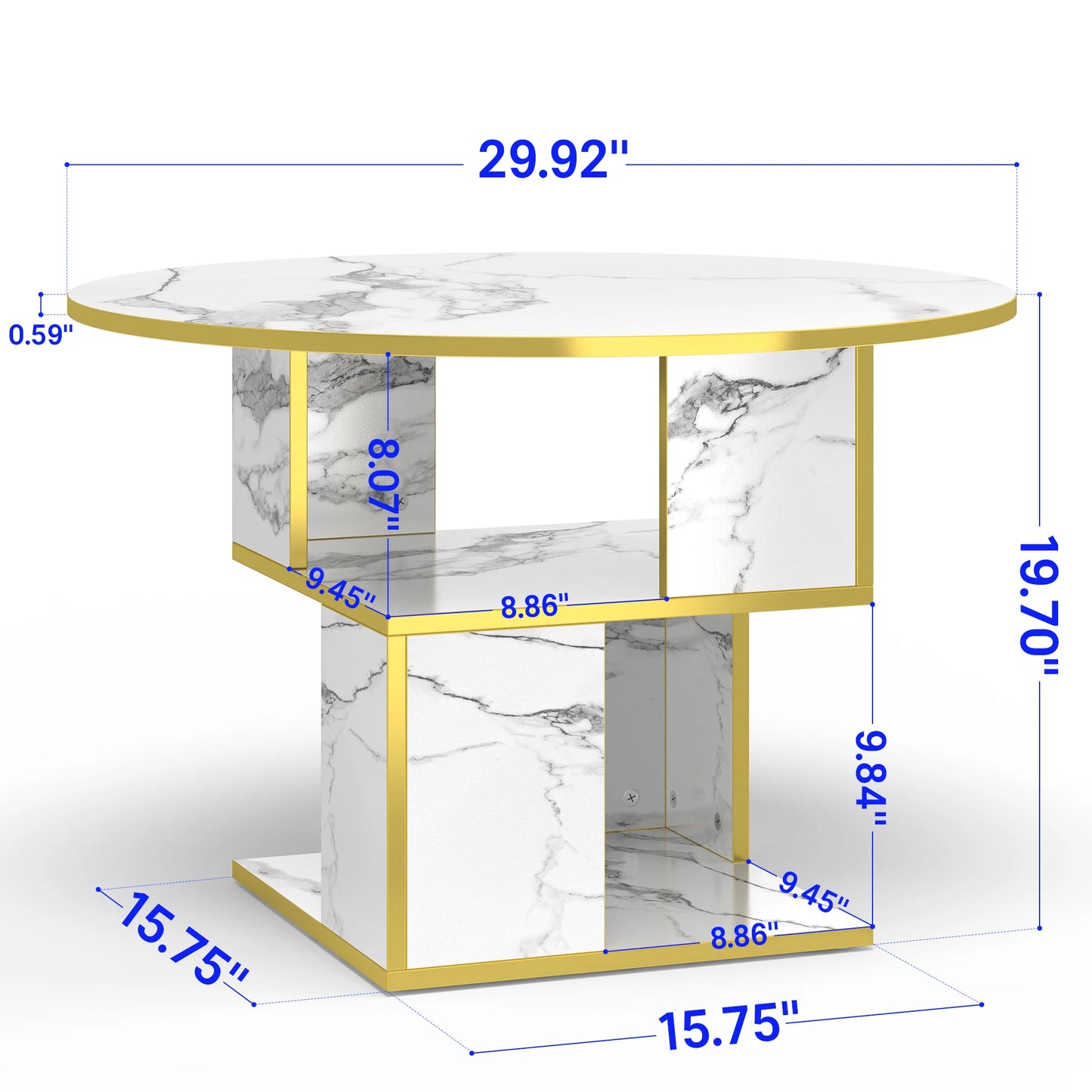 3-Tier Round Coffee Table with Storage