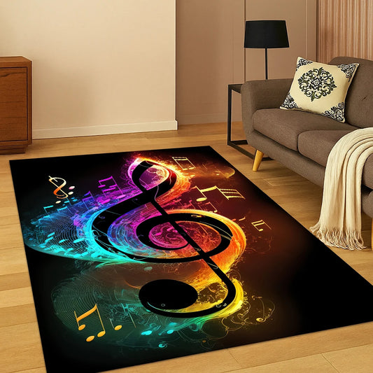 3D Music Note Art Carpet Rug