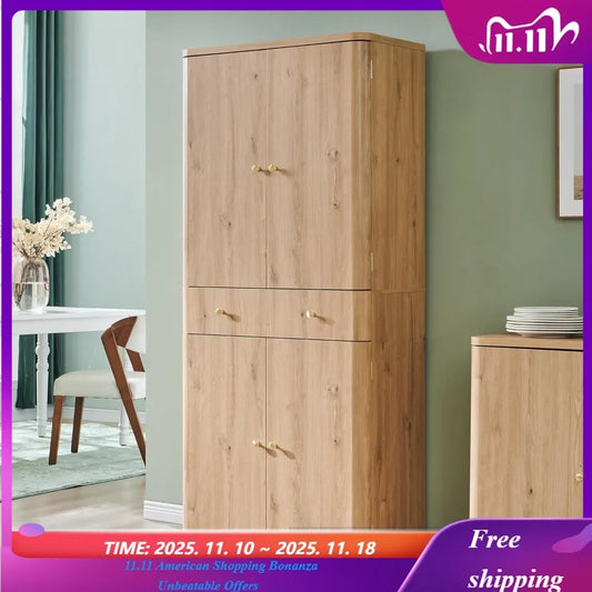 Modern Curved Kitchen Pantry Cabinet