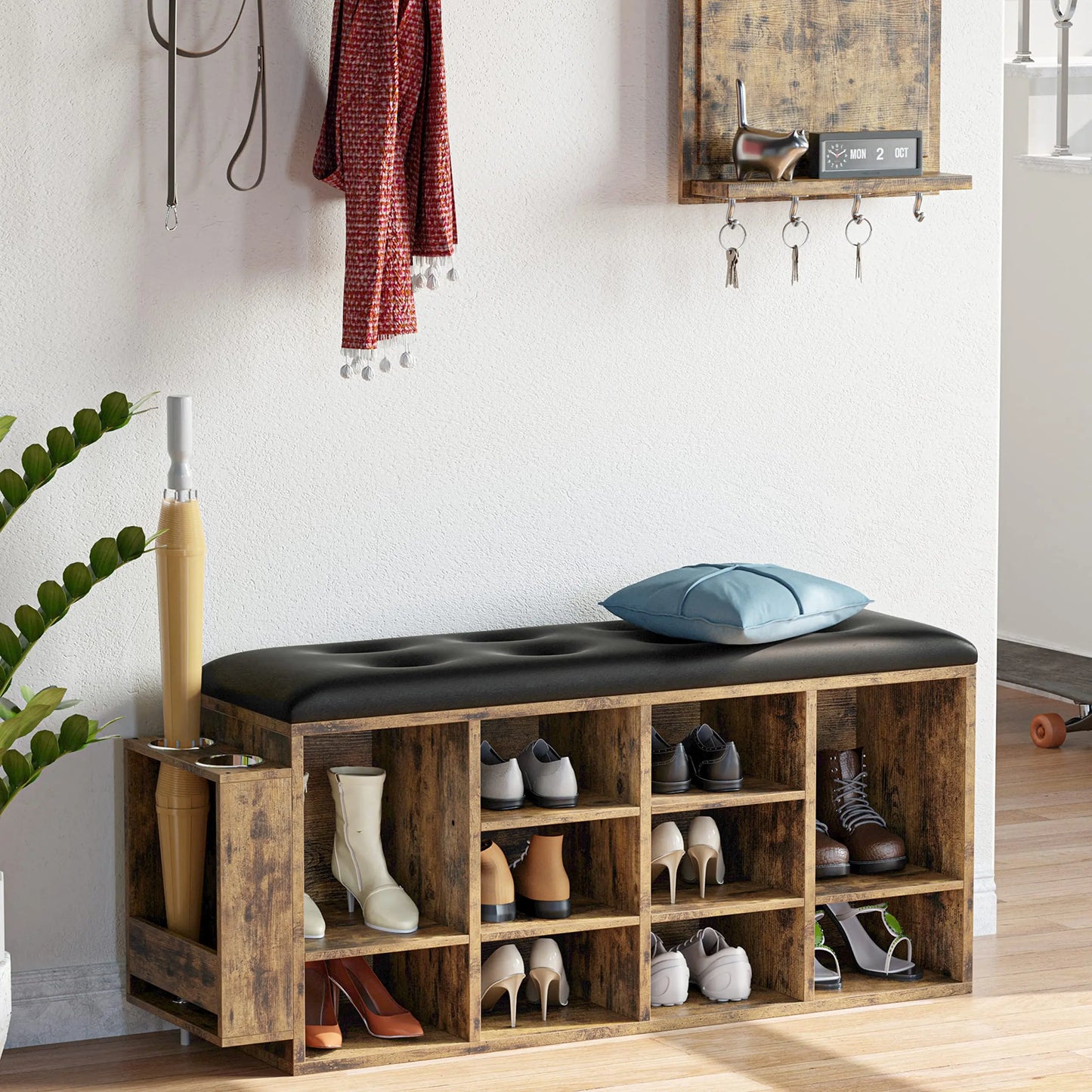 Shoe Entryway Bench with PU Leather