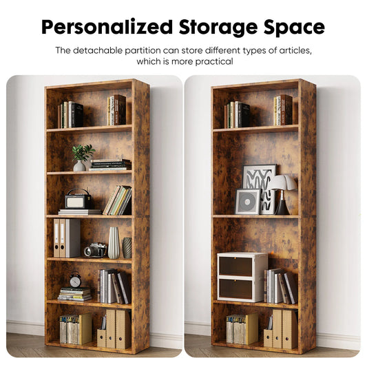 6 Tier Wooden Bookcase
