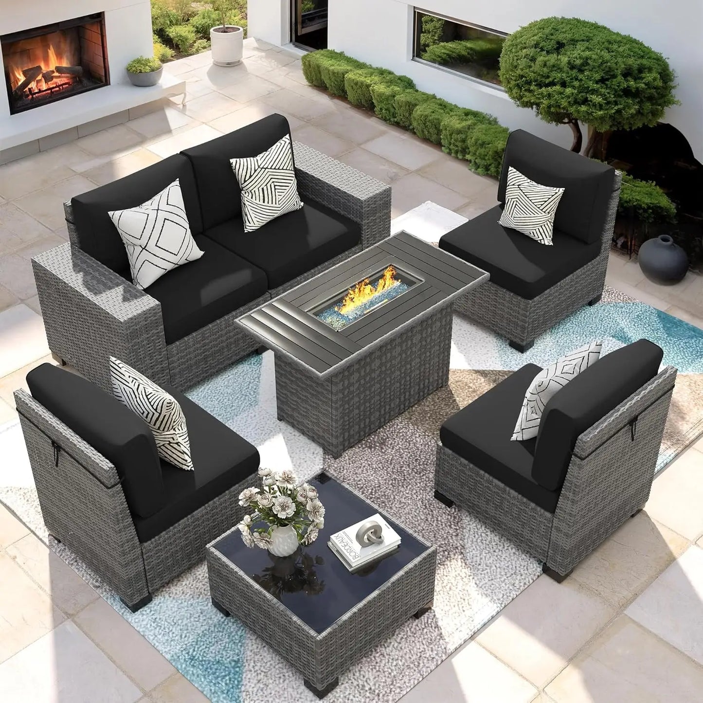 Furniture Set with Fire Pit Table