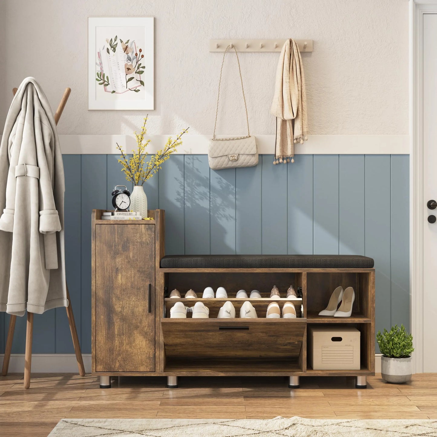 Padded Shoe Storage Bench