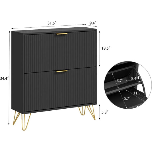 Fluted Shoe Storage Cabinets