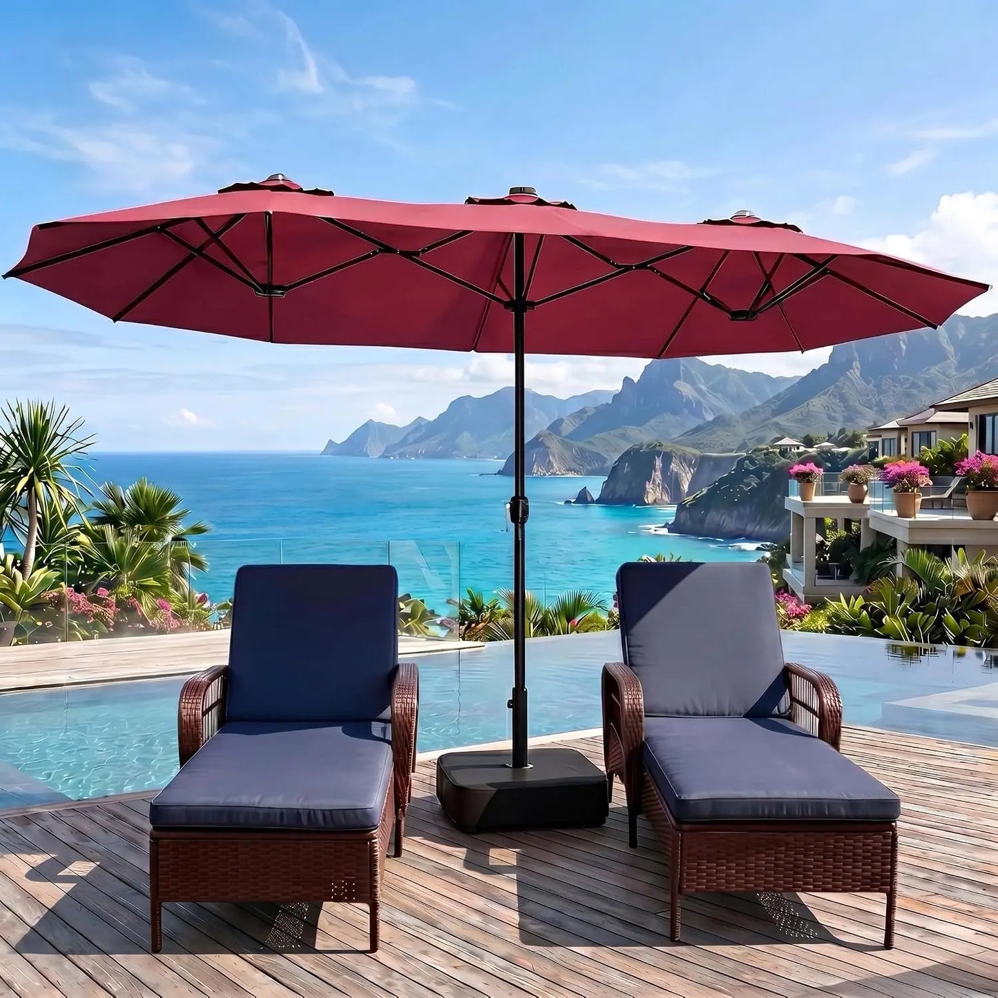 15 FT Large Rectangular Umbrella