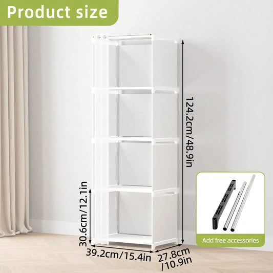 4-Tier White Storage Cabinet