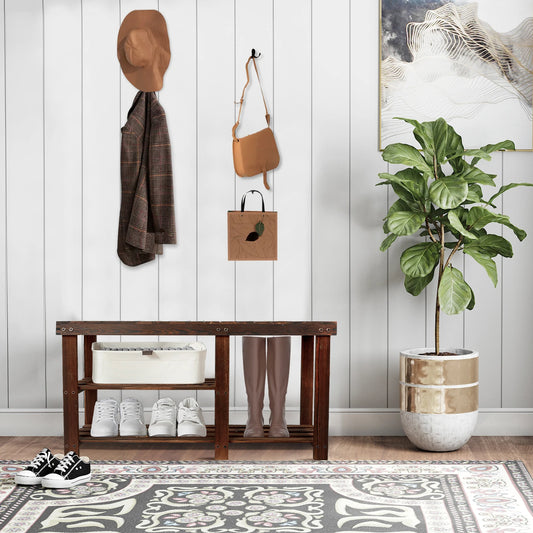 3-Tier Wood Shoe Bench