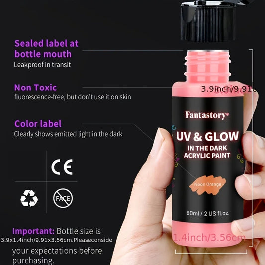 Fantastory 10PCS Glow In The Dark Paint