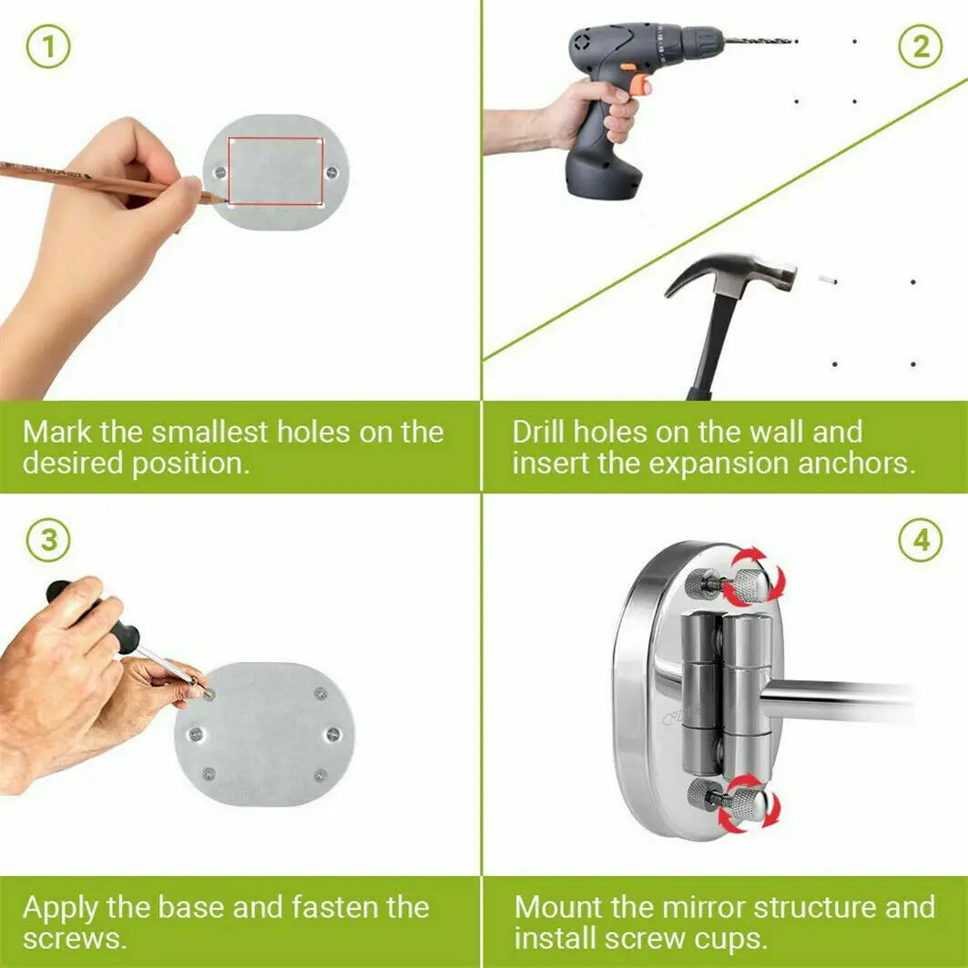 10X Magnifying Wall Mounted Mirror