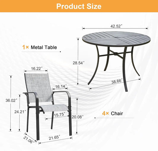 5-Piece Round Patio Dining Set