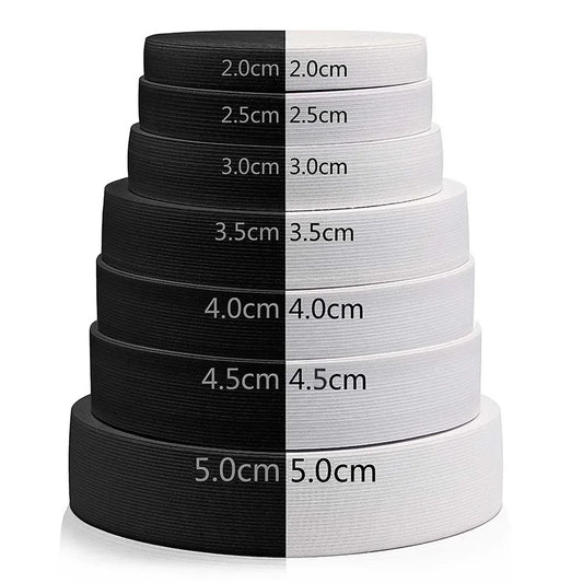 Flat Elastic Band Black White Rubber Band