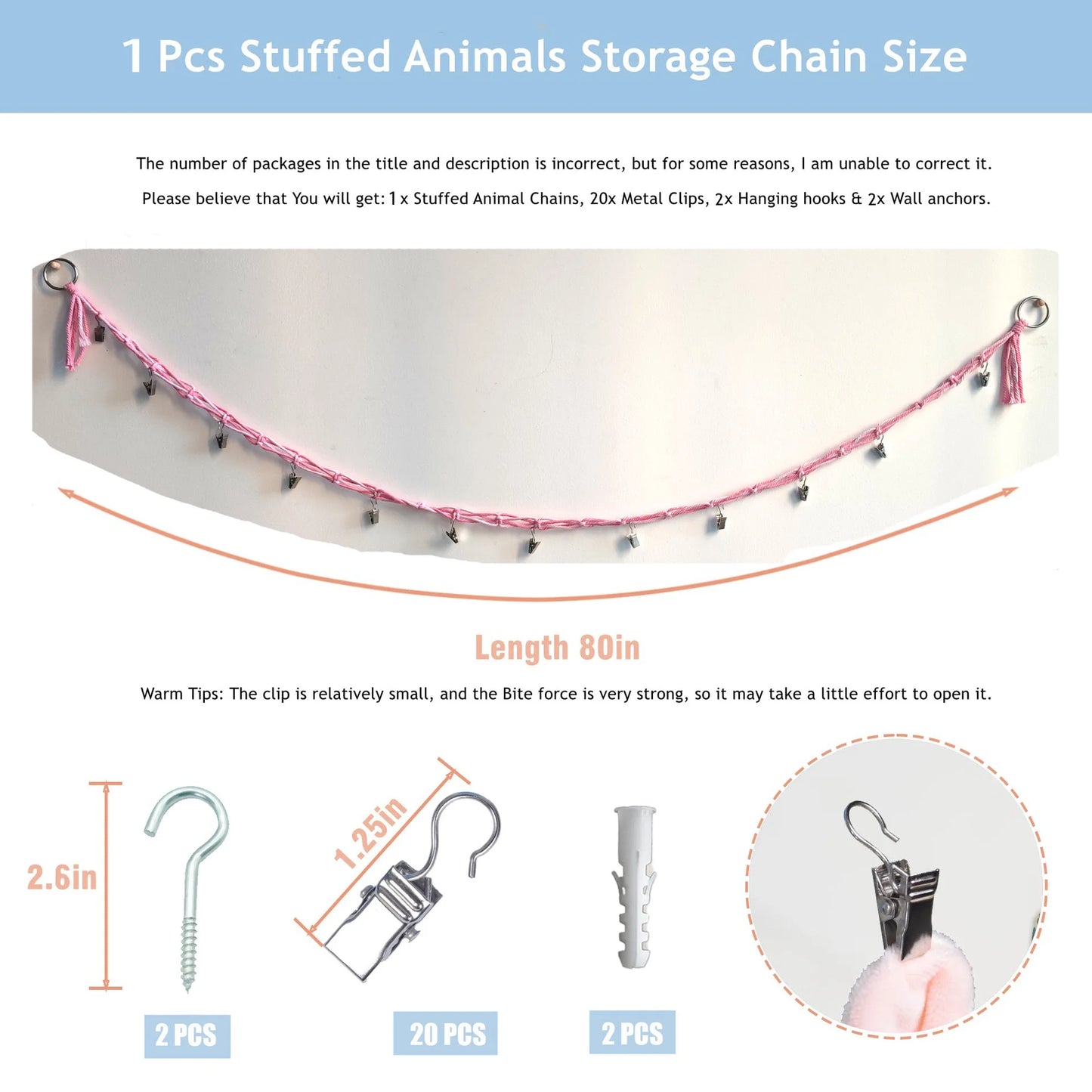 Cotton plush animal storage rope