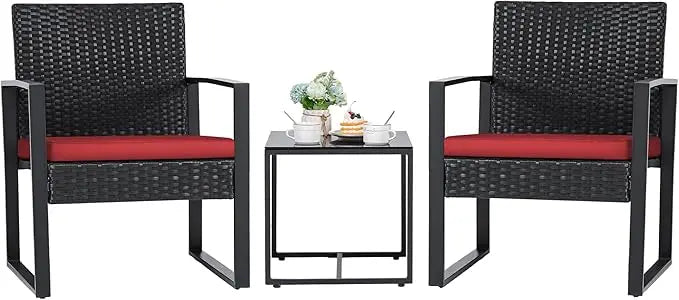 3 Pieces Outdoor Patio Wicker Furniture Set