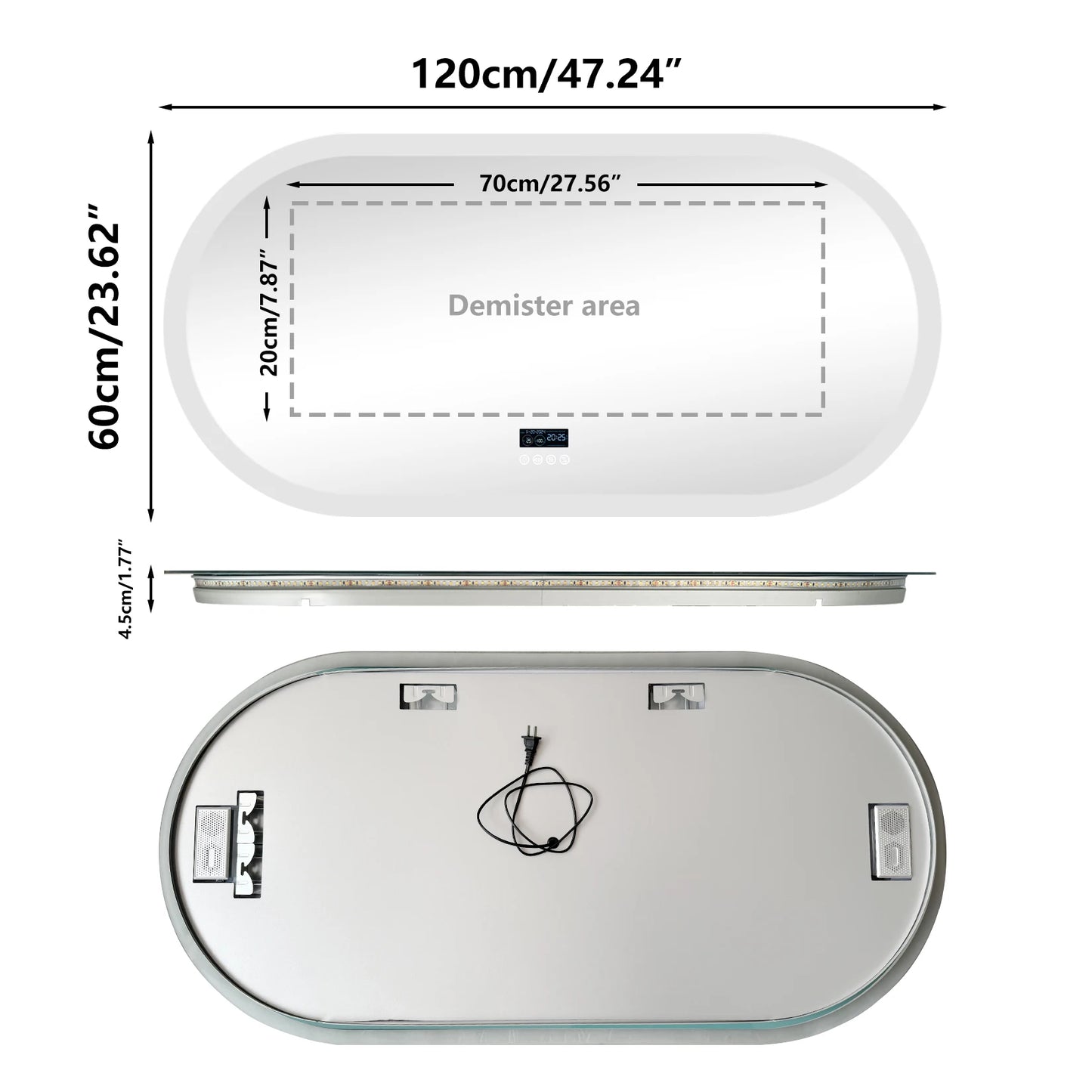 20x32” Led Lighted Bluetooth Mirror