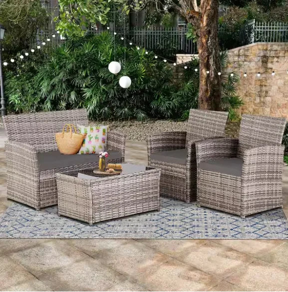 Patio Furniture Set with Cushions, Chairs