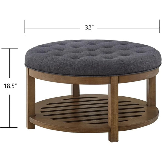 Large Round Upholstered Ottoman