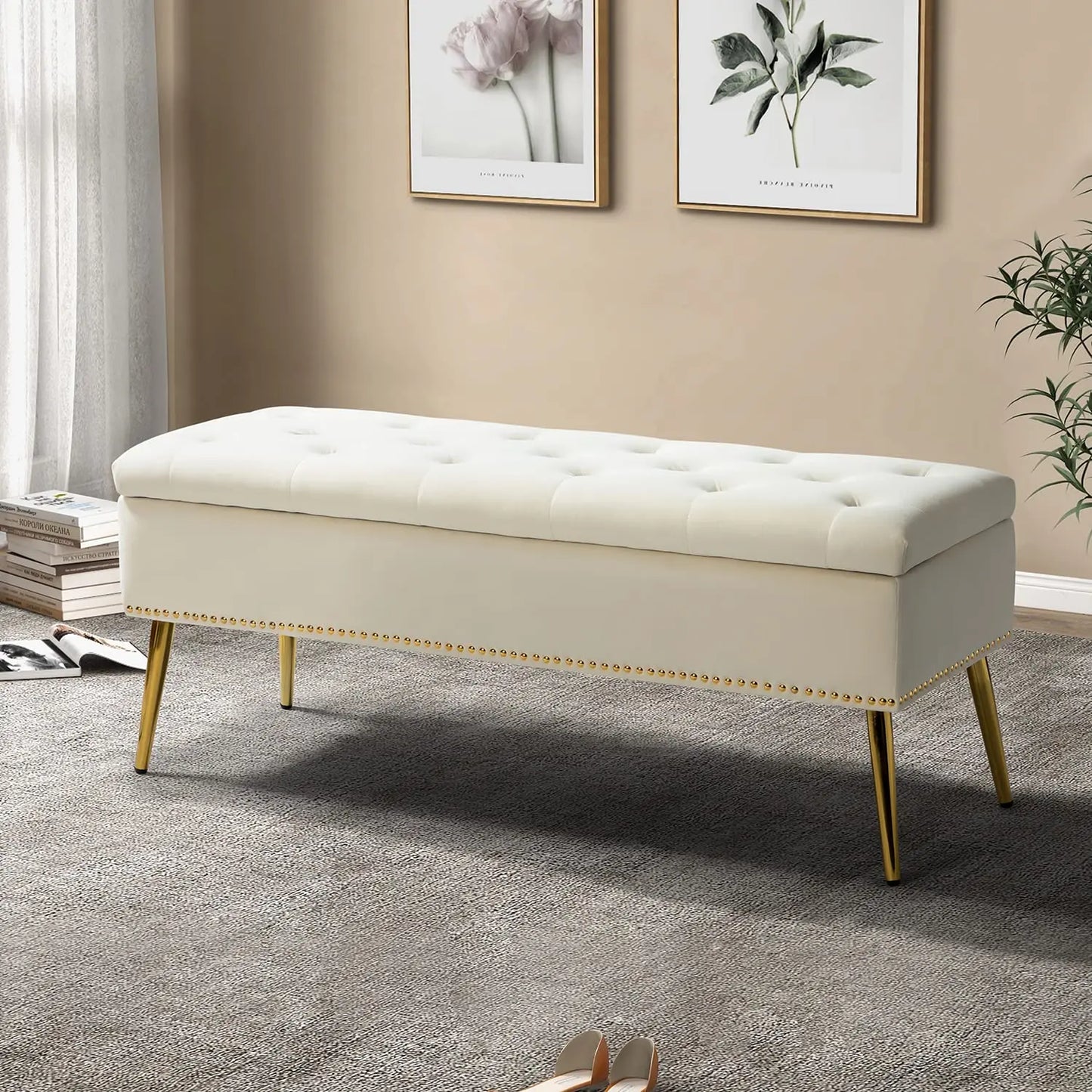 Modern Velvet Storage Bench