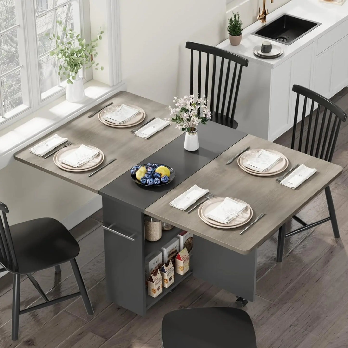 Folding Dining Table With Storage Shelf