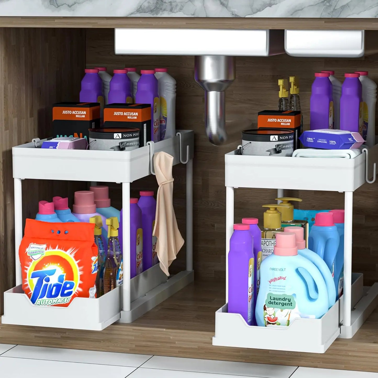 Double-tier sink-mounted storage rack