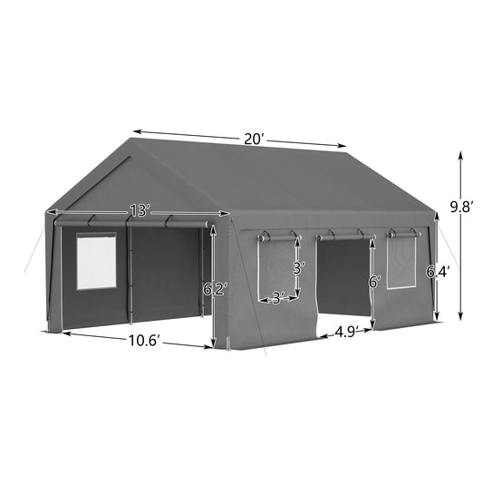 13x20 Heavy Duty Steel Carport