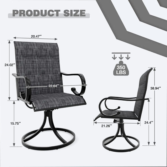 High Back Textilene Swivel Chair Set 2