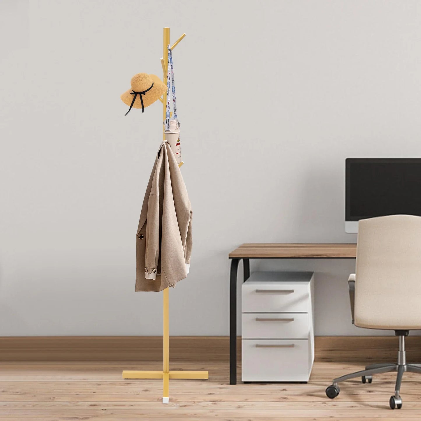 Gold Tree Coat Rack Stand