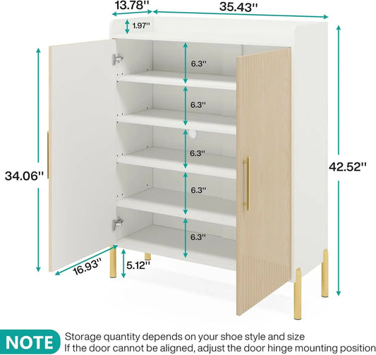 6-Shelf Shoe Storage Cabinet with Doors