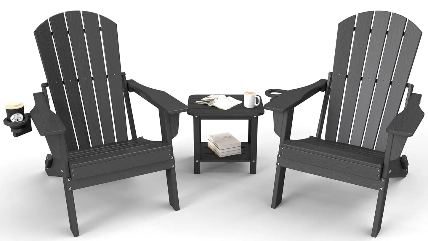 3-Piece Folding Adirondack Chair Set