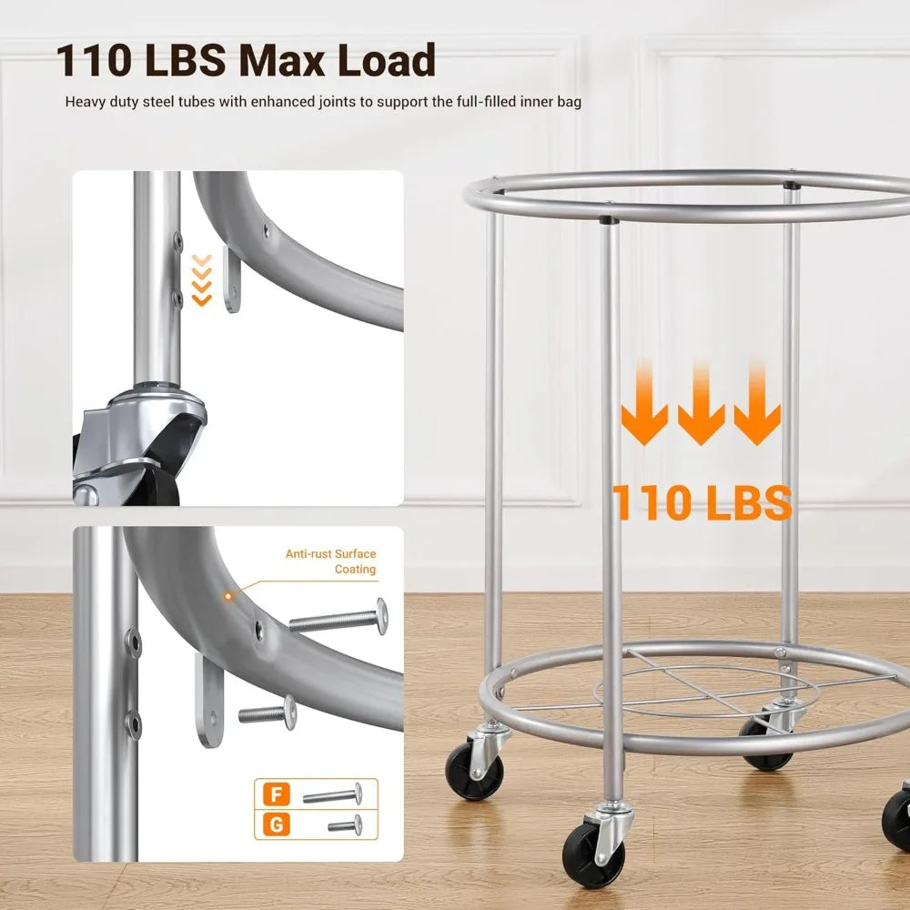 Large Rolling Laundry Basket- Black