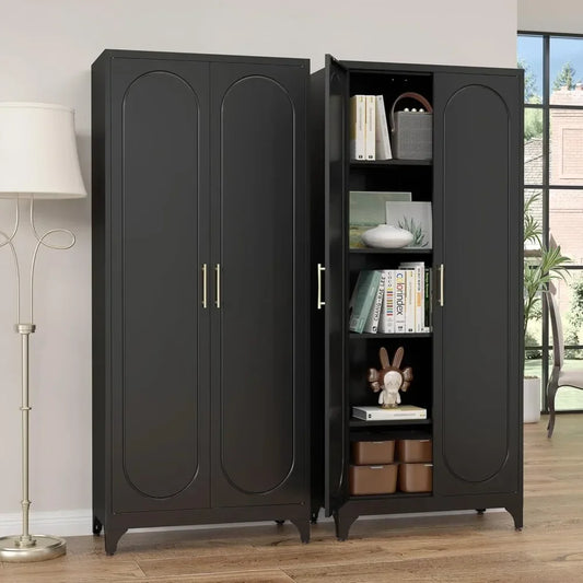 Black Metal Storage Cabinet 75 Inch Tall