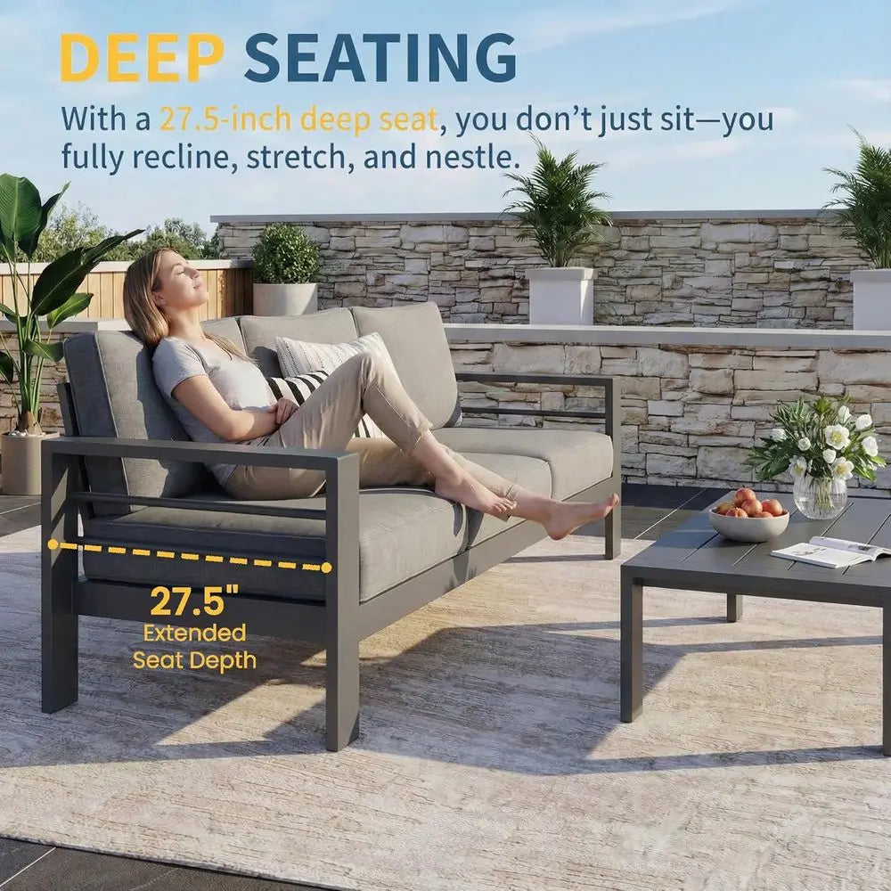 Gray Oversized Metal Patio Furniture