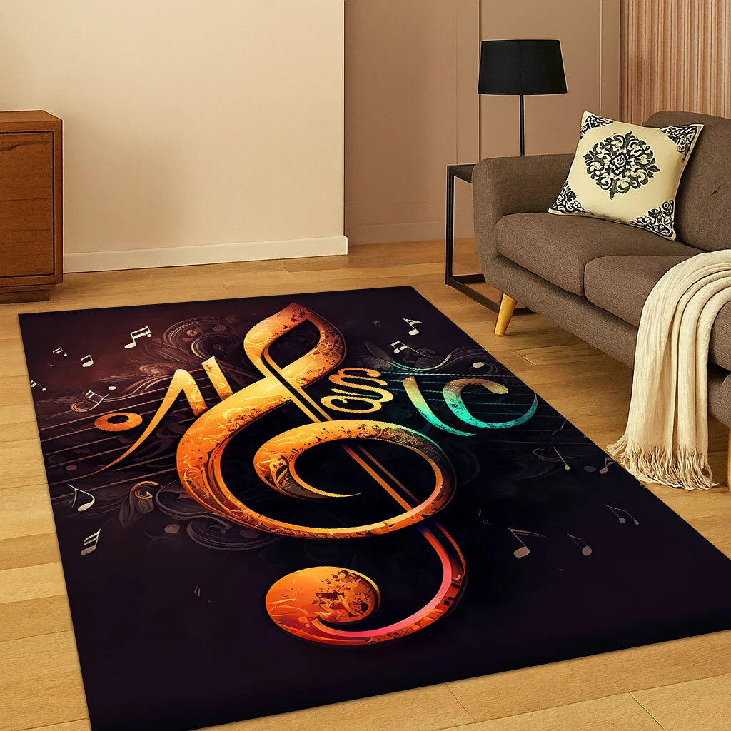 3D Music Note Art Carpet Rug