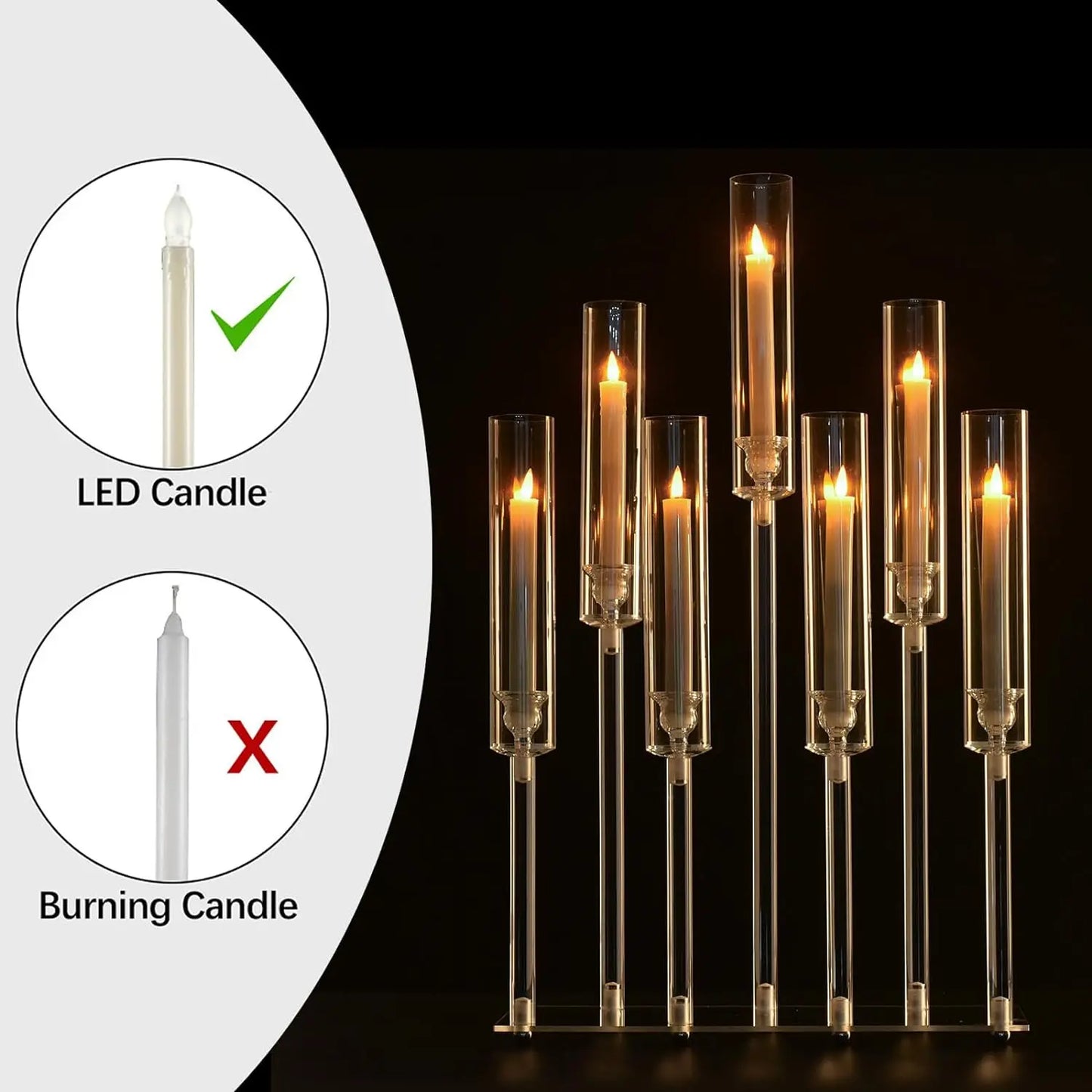 4pcs 7 Arm Acrylic Candlestick Holder