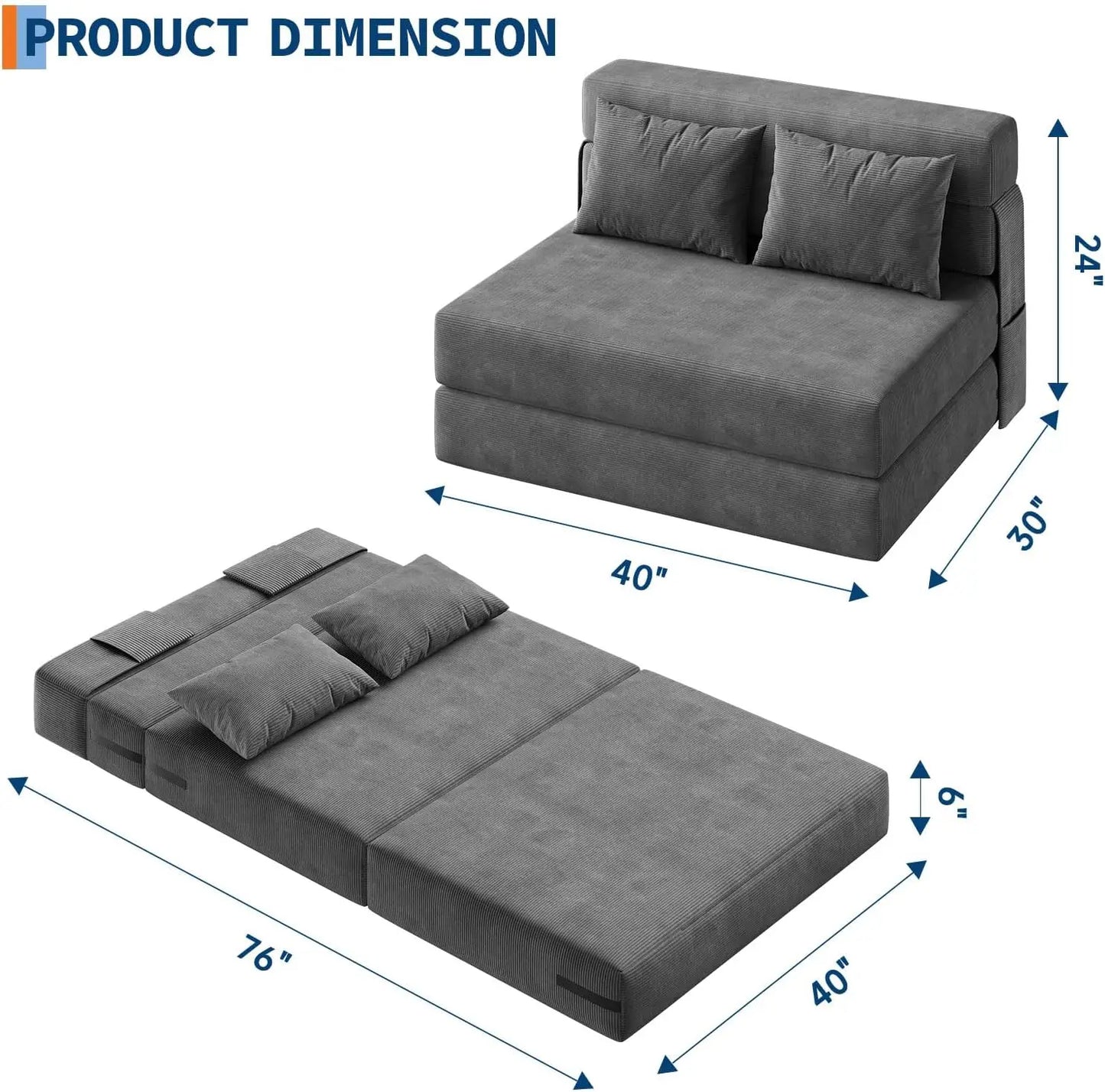 4-in-1 Convertible Folding Sofa Bed