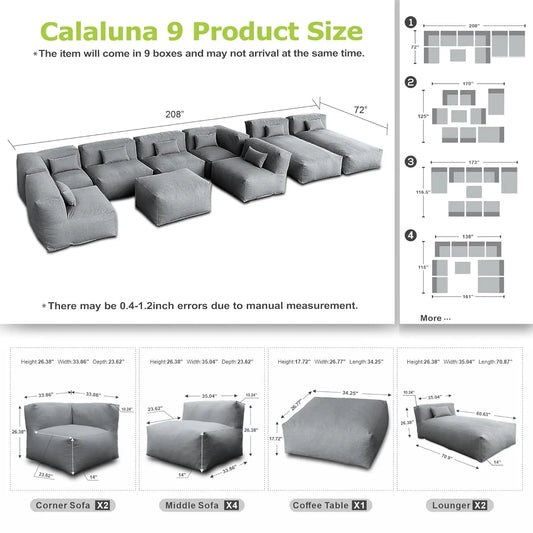 Patio Furniture Set Bean Bag 9 Pieces