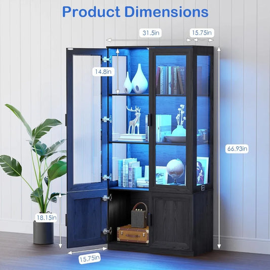 67-Inch Tall Acrylic Door Display Cabinet with Storage