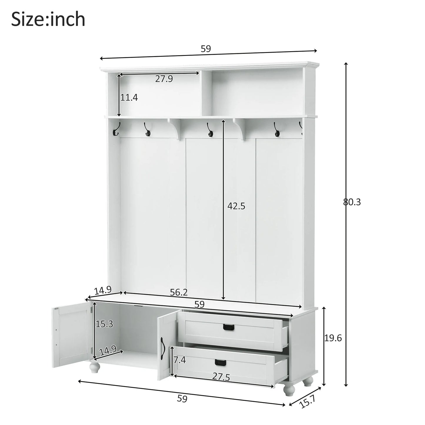 Modern Style Hall Tree With Storage