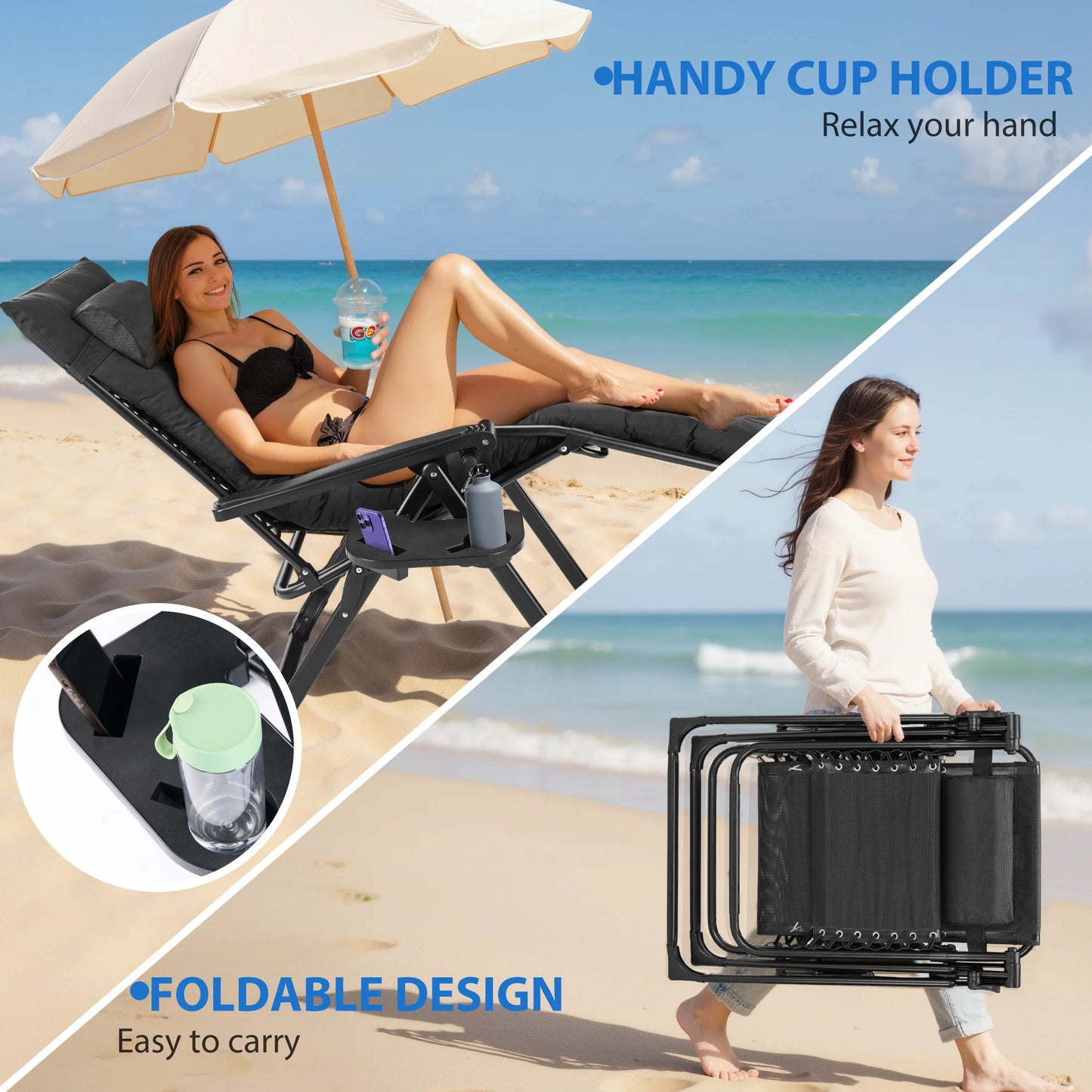 Zero Gravity Cushioned Lounge Chair
