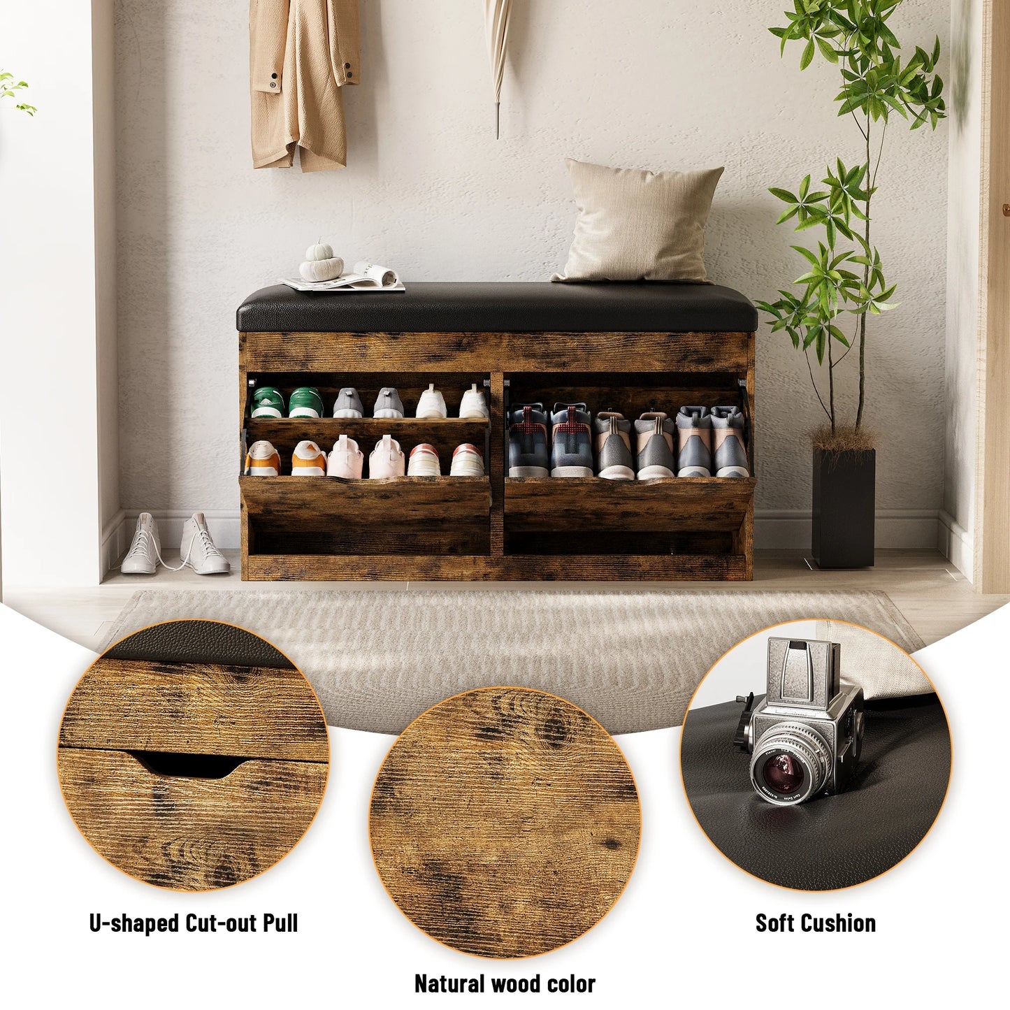 Shoe Storage Bench with Lift Top