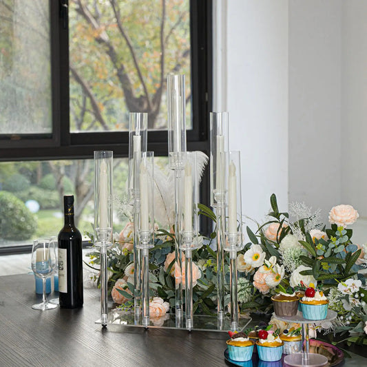 4pcs 7 Arm Acrylic Candlestick Holder