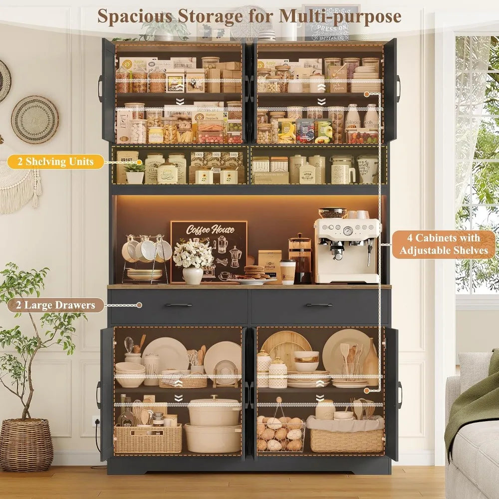 75" Kitchen Pantry Cabinet with Hutch