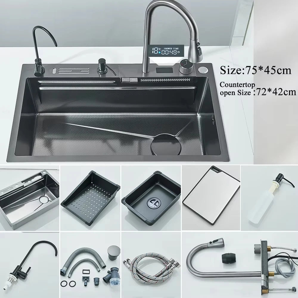 304 Stainless Steel Waterfall Kitchen Sink