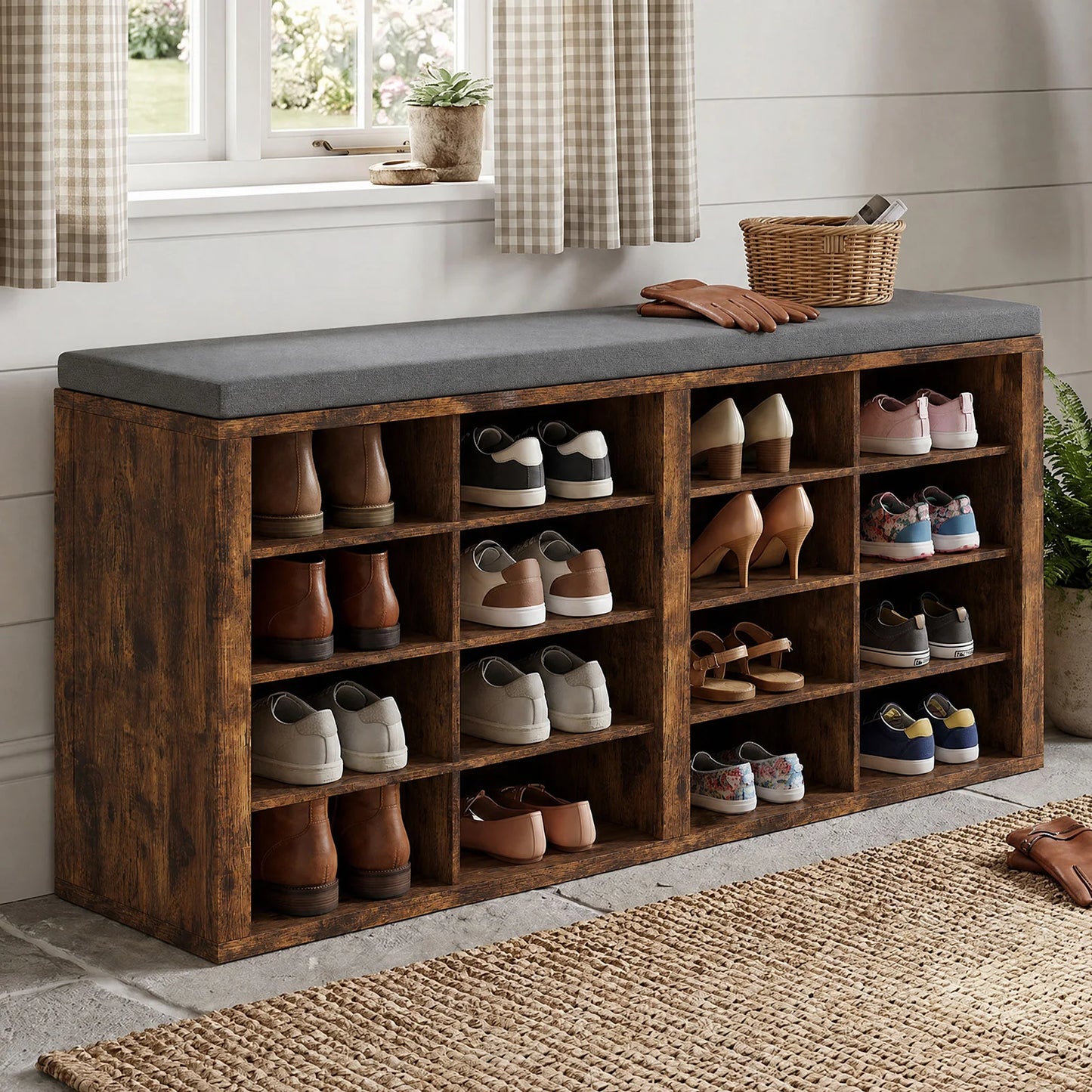Shoe Storage Bench with Cushion