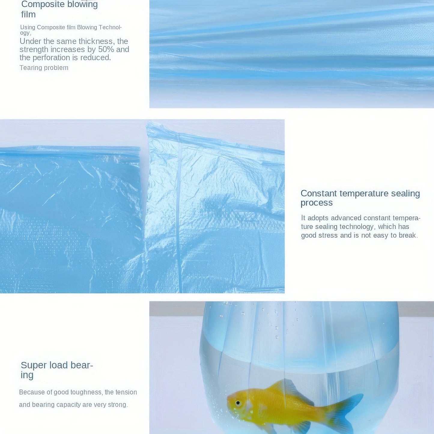 300-Pack Household Blue Trash Bags