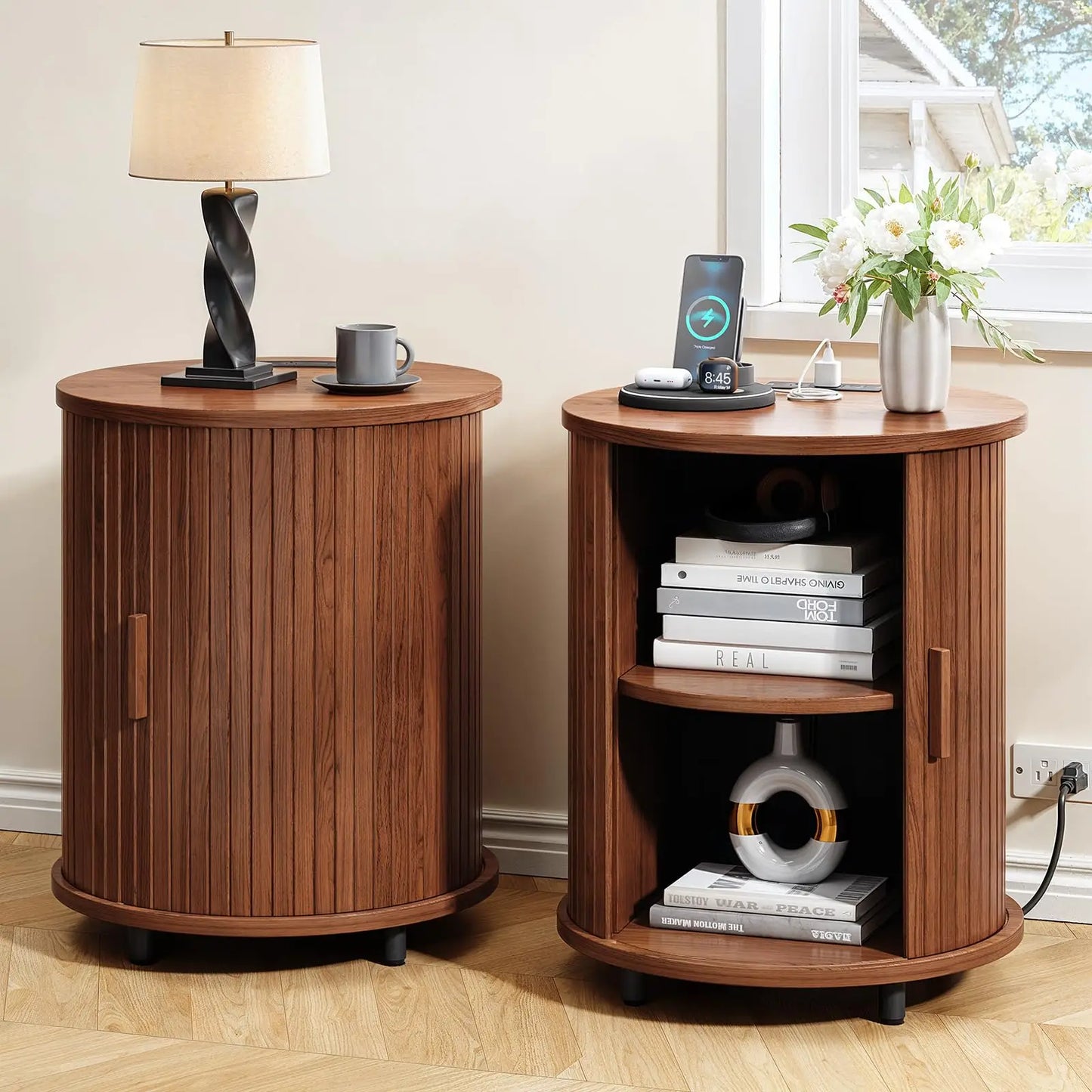 Fluted Round End Table