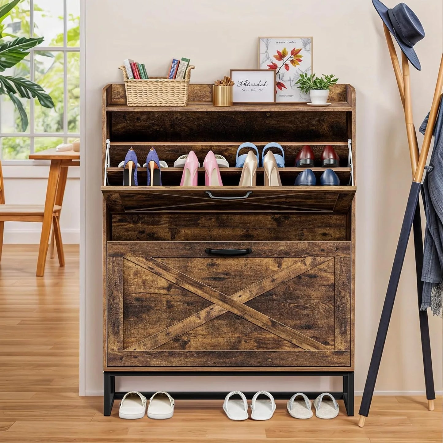 Shoe Cabinet with 2 Flip Drawers