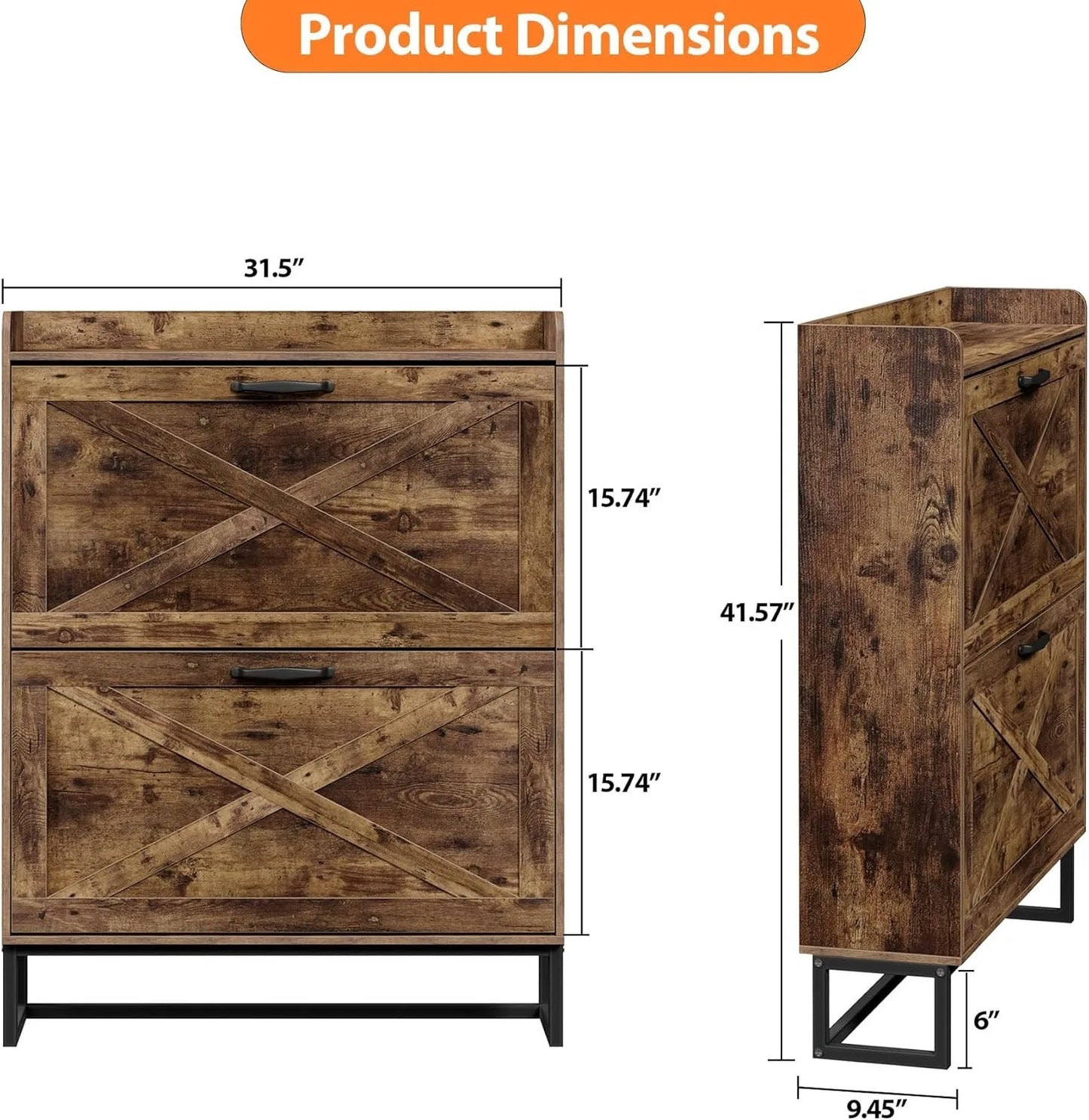 Shoe Cabinet with 2 Flip Drawers
