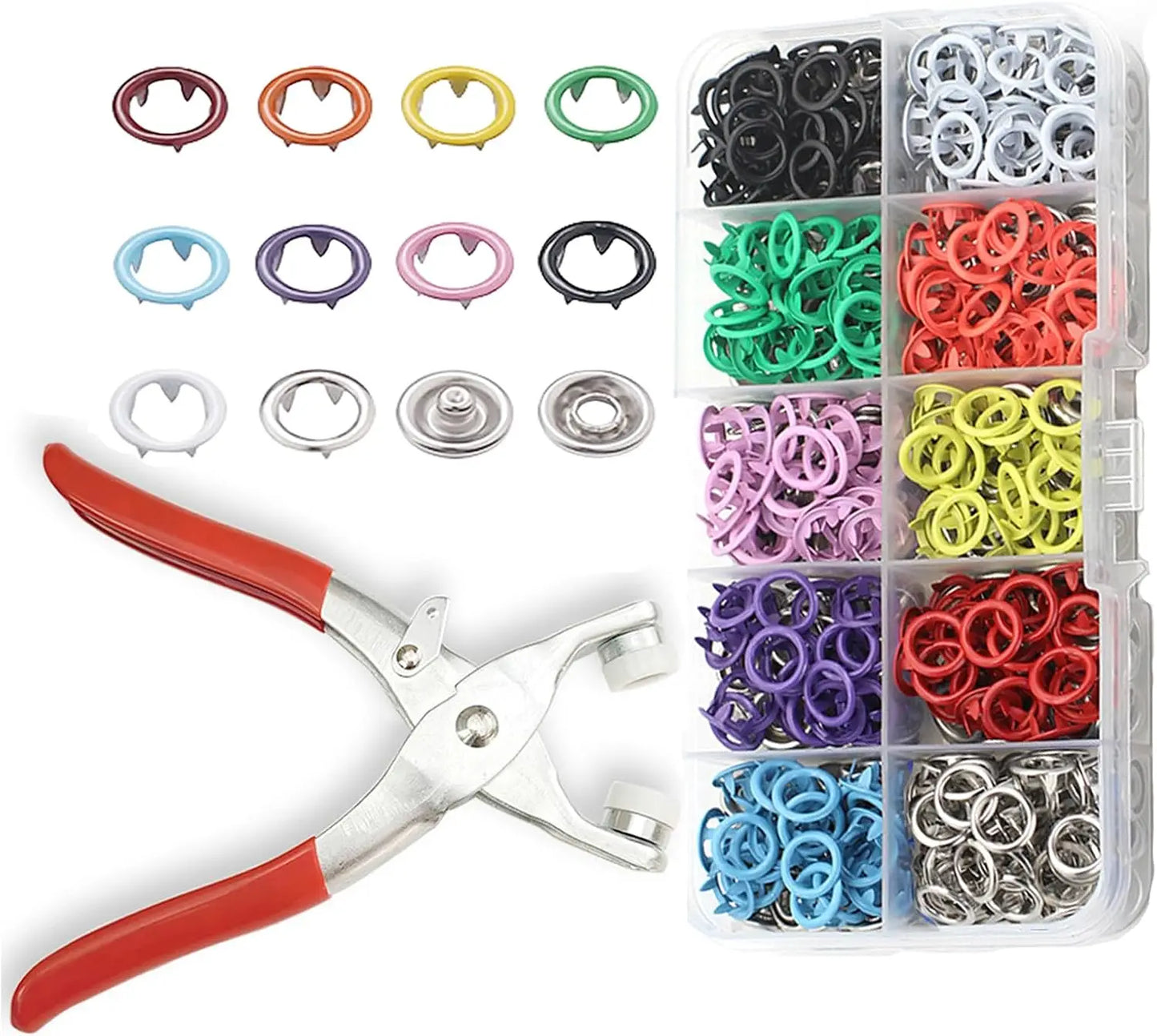 100 Sets Metal Snap Buttons Kit