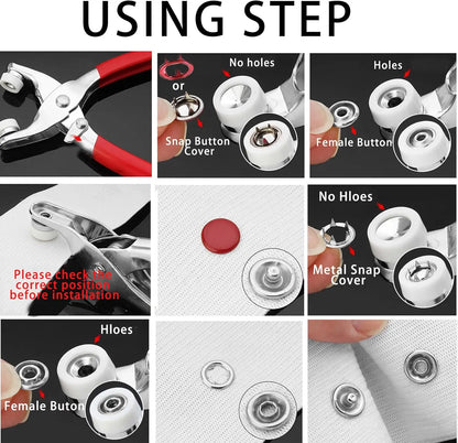 100 Sets Metal Snap Buttons Kit